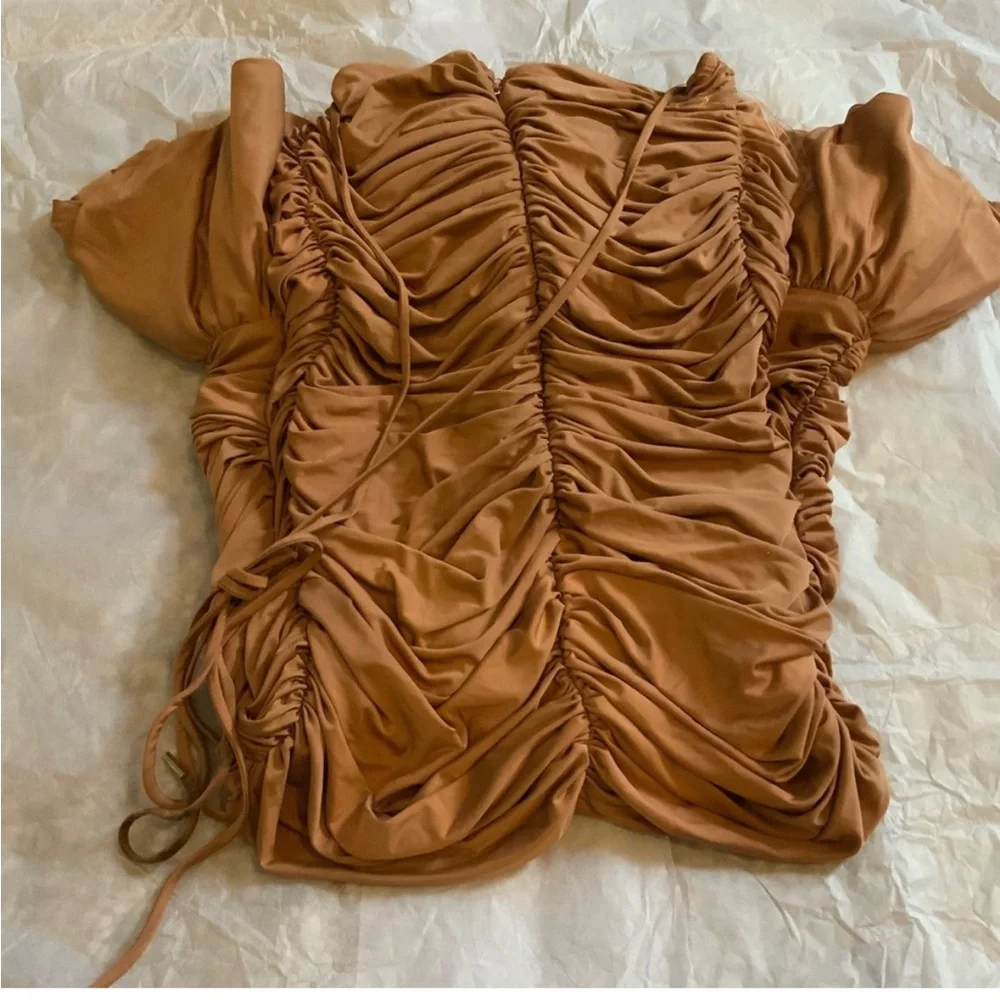 House of CB ‘Claudine’ Tan Ruffle Midi Dress - Picture 4 of 7